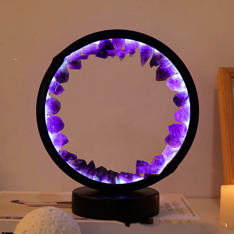 Natural Amethyst Cluster Round Headboard