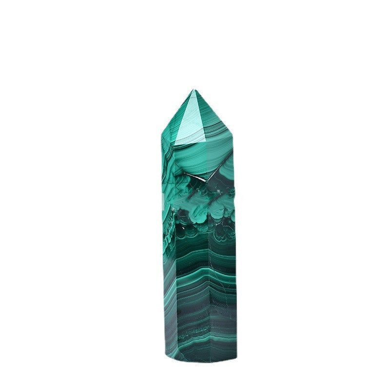 Natural Malachite Crystal Hexagonal Craft Ornament