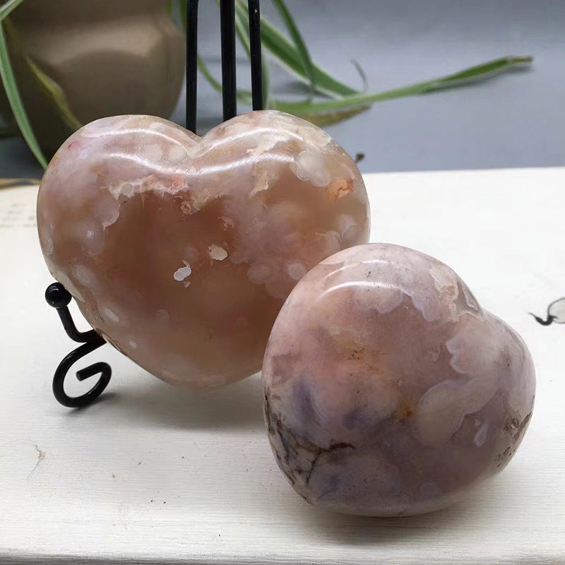 Cherry Blossom Agate Heart Shape