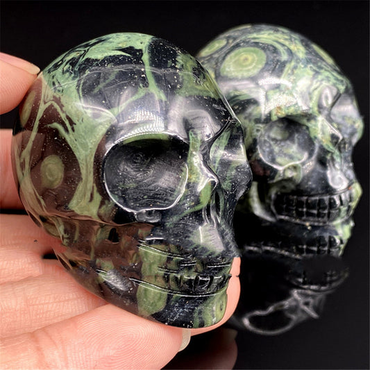 Crystal Carving 2 Inch Peacock Eye Stone Bone Skull