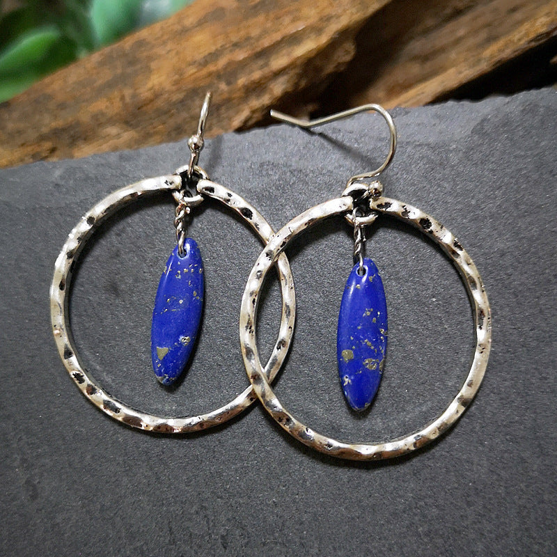 Olive-shaped Natural Lapis Lazuli Earrings