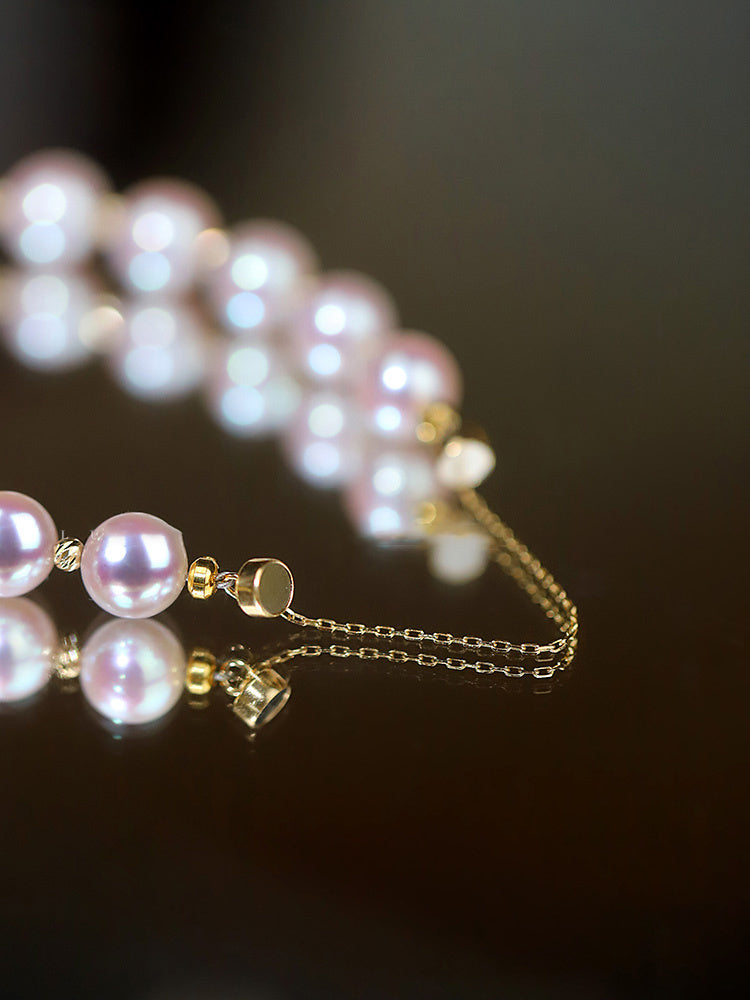 Blue Rose Laser 18K Gold Pearl Bracelet