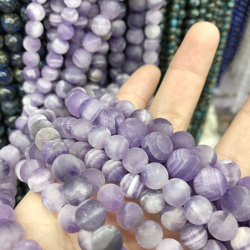 Matte Frosted Dream Stripe Dogtooth Amethyst Loose Beads