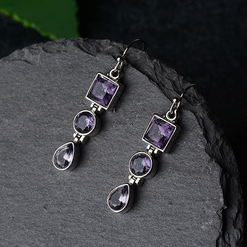 Lavender Amethyst Diamond Zircon Earrings