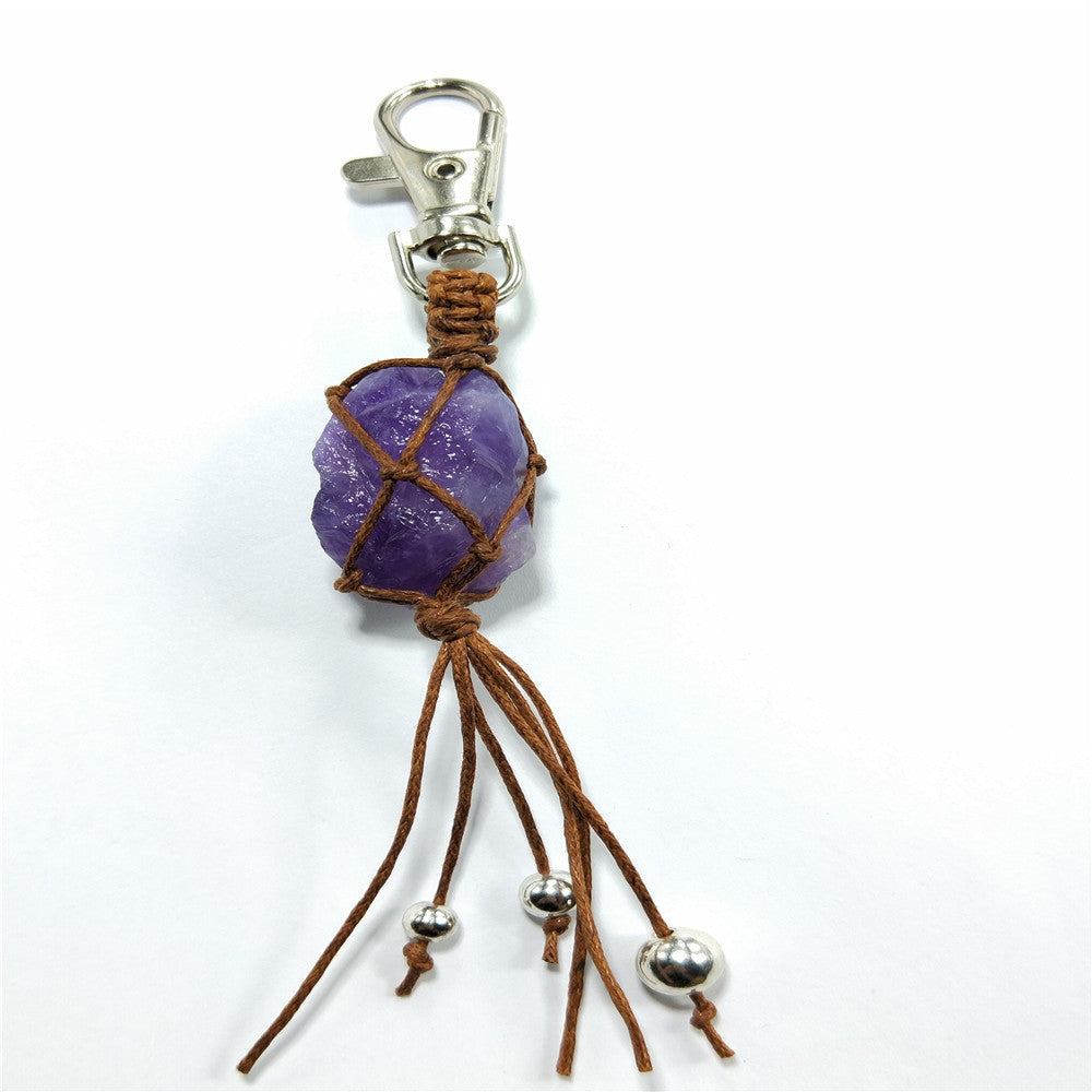 Natural Crystal Rough Stone Keychain!Super Cute, Makes a Great Gift!!