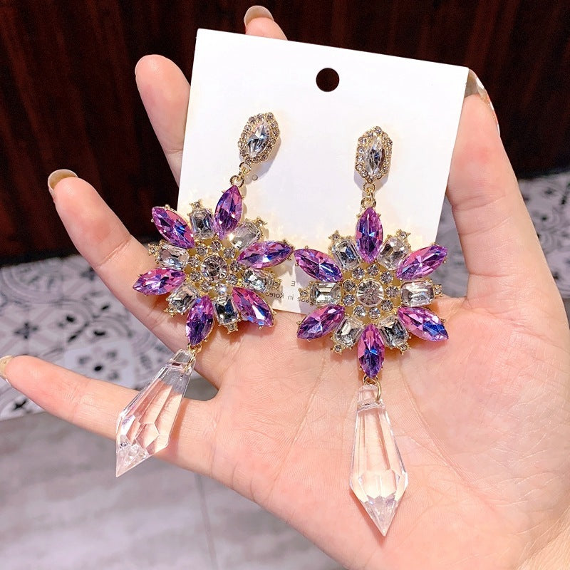 Amethyst Crystal Flower Earrings