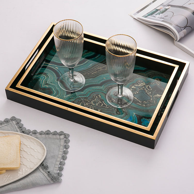 Agate stone pattern glass tray