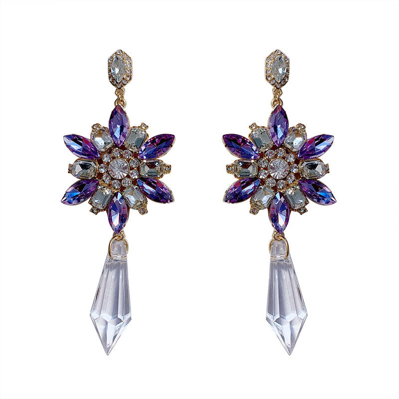 Amethyst Crystal Flower Earrings