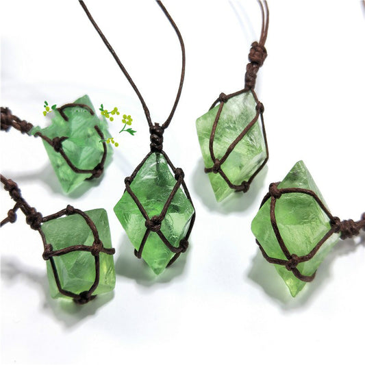 Natural blue - green fluorite pendant