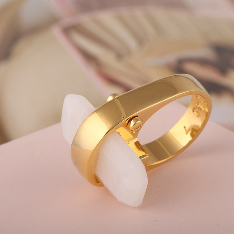 Rectangular natural stone rings