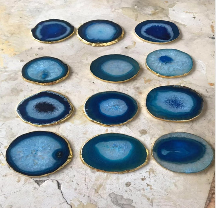 Natural rough stone agate piece coaster's