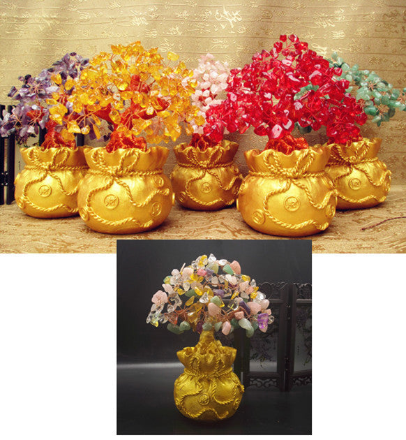 Lucky Crystal Citrine Leaf Tree Creative Home Decoration