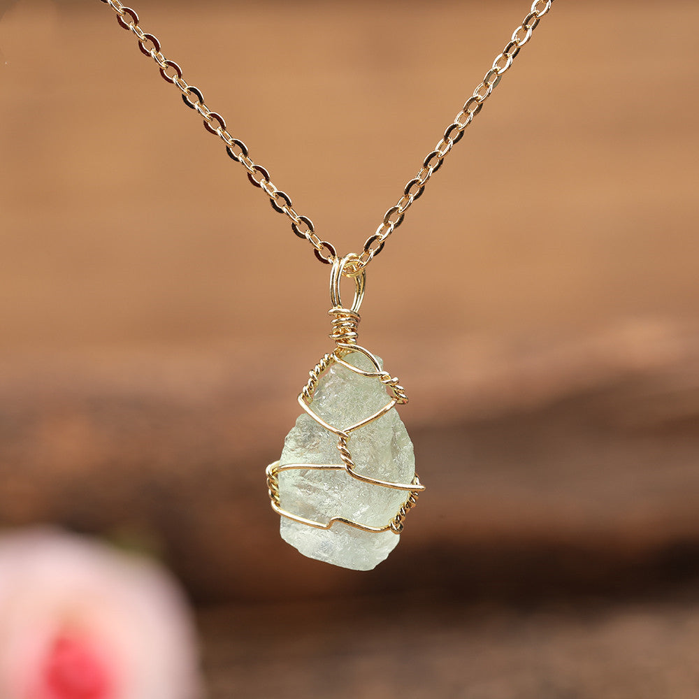 Natural Crystal Stone Pendant Necklace