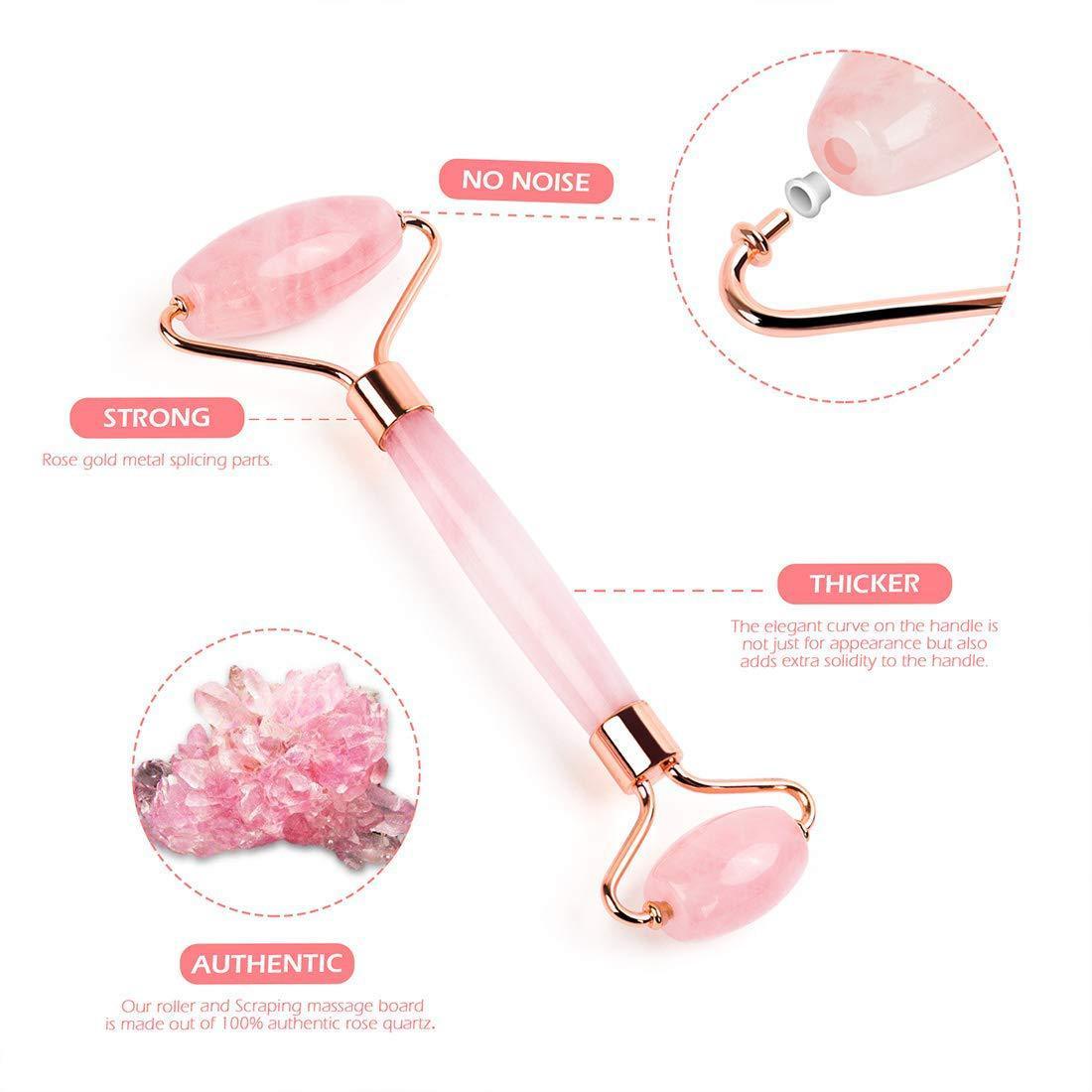 Anti-aging rose quartz jade roller massager