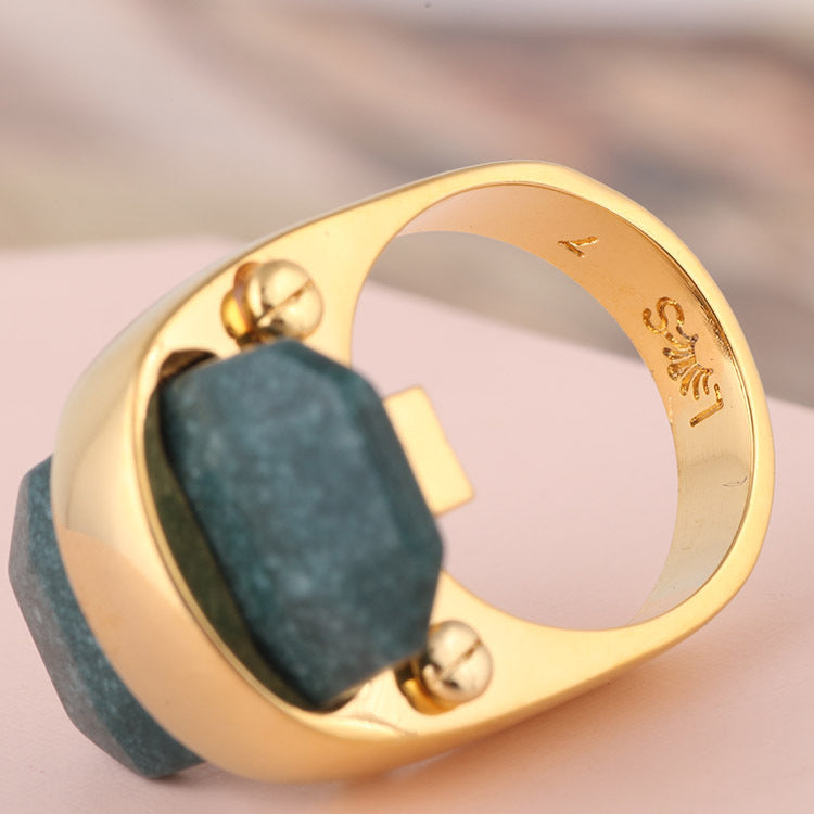 Rectangular natural stone rings