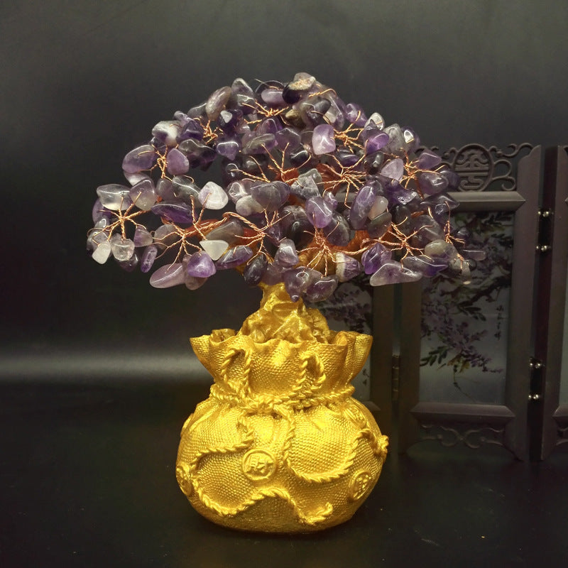 Lucky Crystal Citrine Leaf Tree Creative Home Decoration