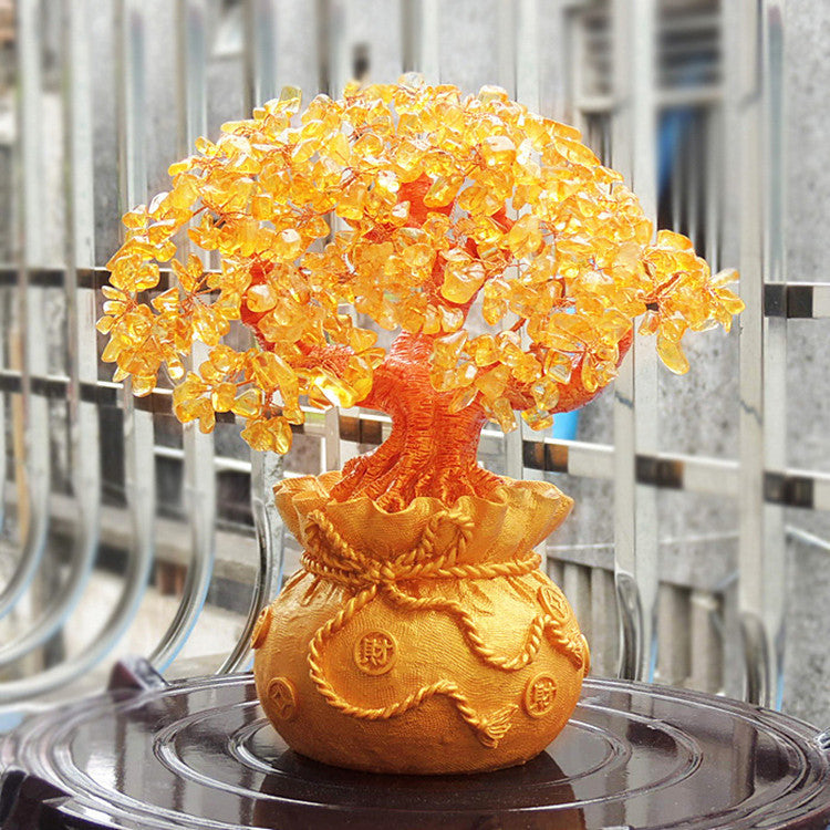 Lucky Crystal Citrine Leaf Tree Creative Home Decoration