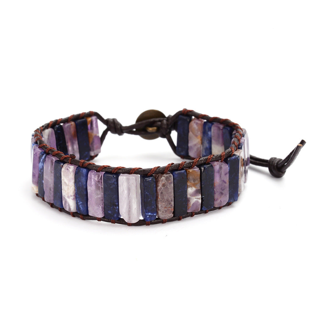 Amethyst Lapis Lazuli Agate Bracelet Hand-Woven!!