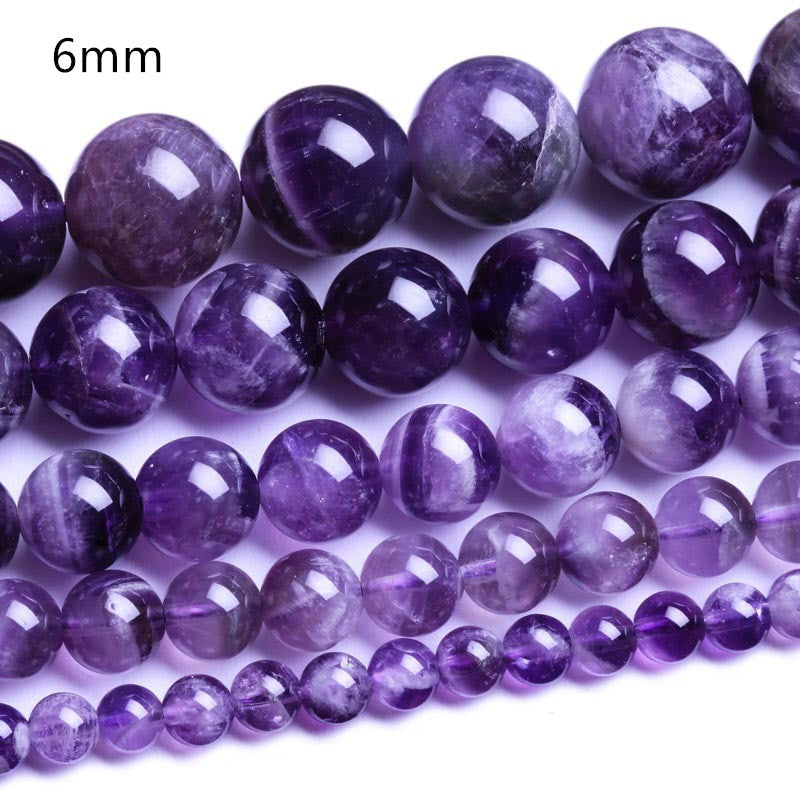 Natural Amethyst Loose Beads Dream Amethyst Semi-Finished Round Beads