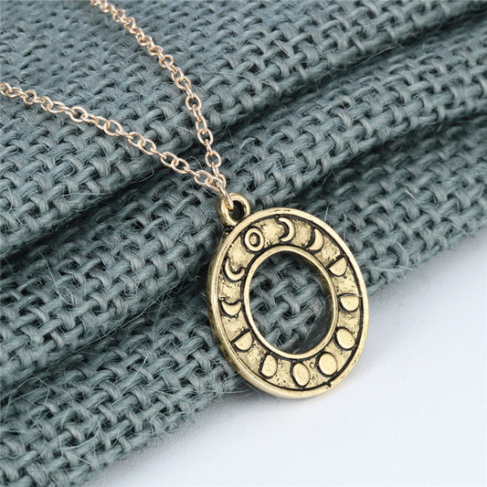 Moon Phase Astrology Round Pendant Magic Necklace