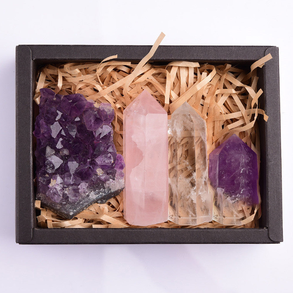 Amethyst Block Natural Crystal Exquisite Gift Box Set!!