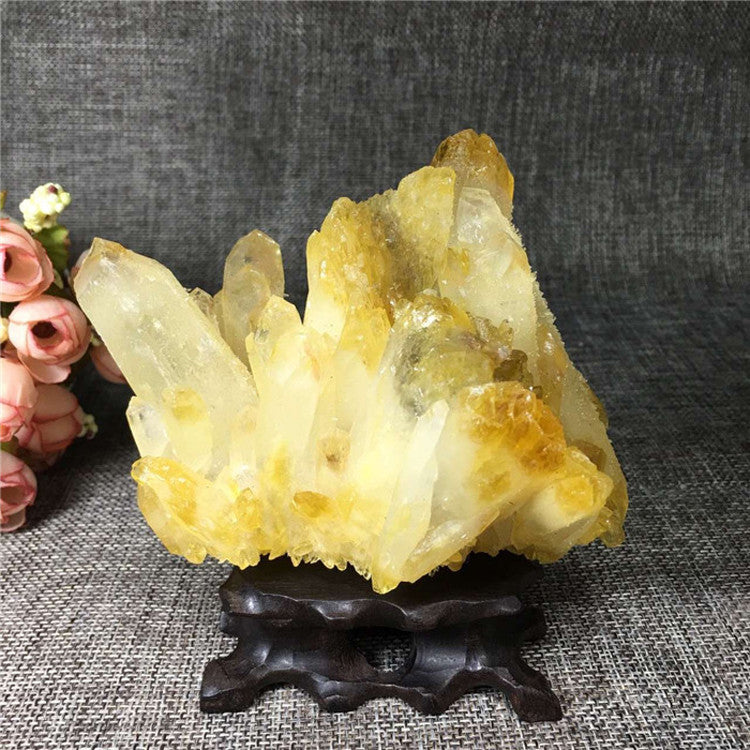 Citrine Cluster Rough Stone Ore Standard Ornaments