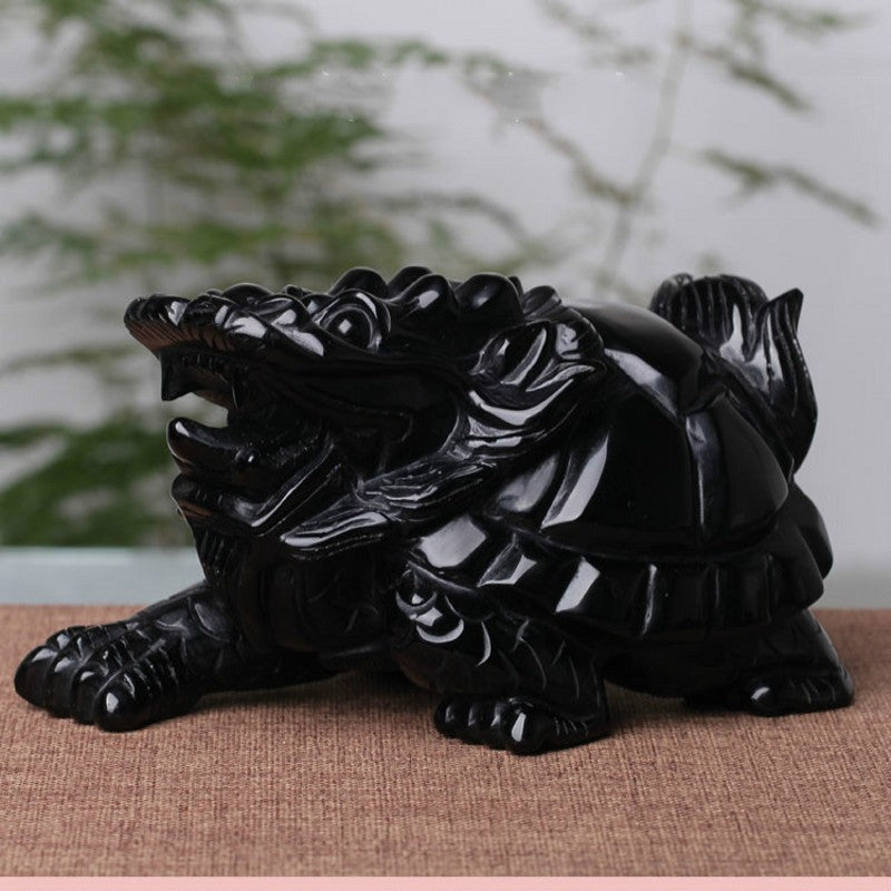 Obsidian Dragon Turtle Ornament