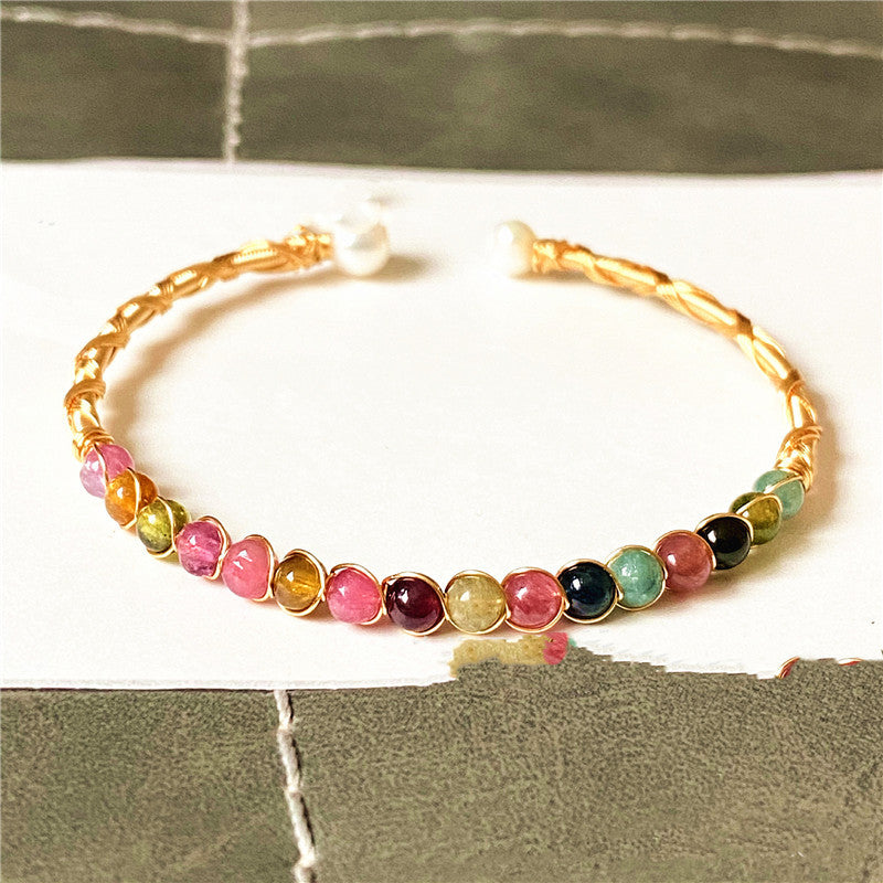 Colorful Tourmaline Natural Labradorite Moonstone Bracelets