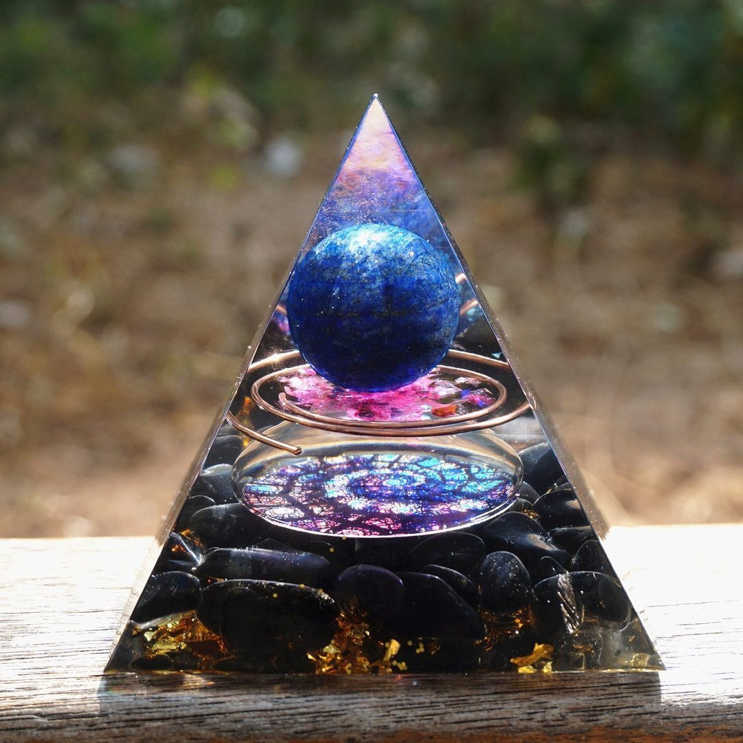 Natural Tiger Eye&Amethyst Orgonite Pyramid!