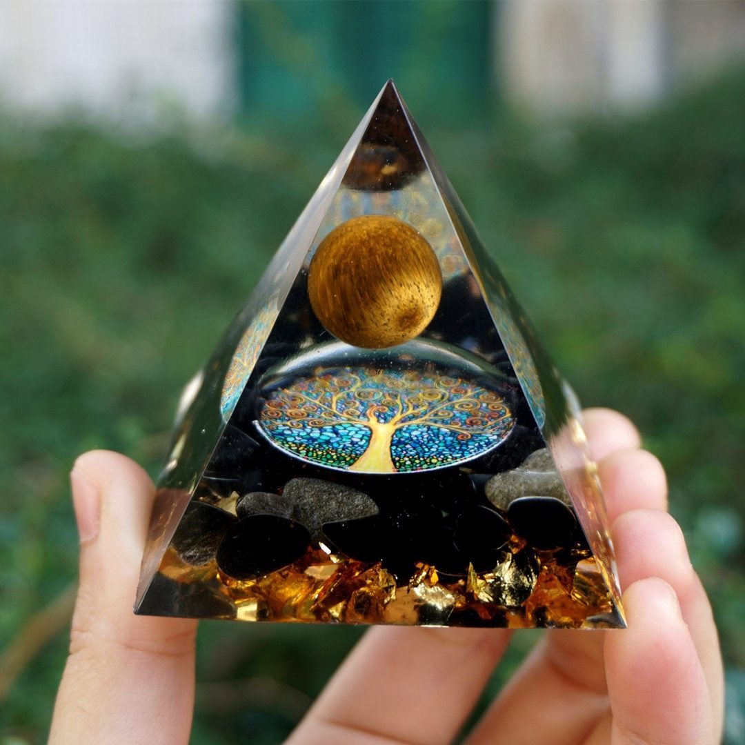 Natural Tiger Eye&Amethyst Orgonite Pyramid!