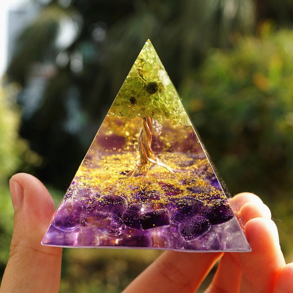 Natural Tiger Eye&Amethyst Orgonite Pyramid!