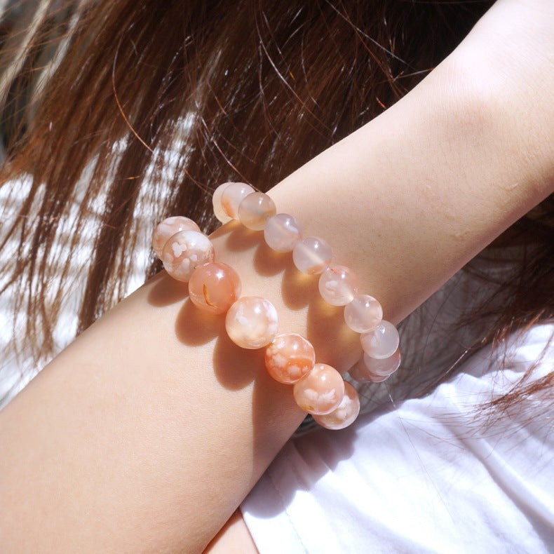 Natural cherry agate bracelet, ocean chalcedony Bracelet , ice floating agate bracelets!