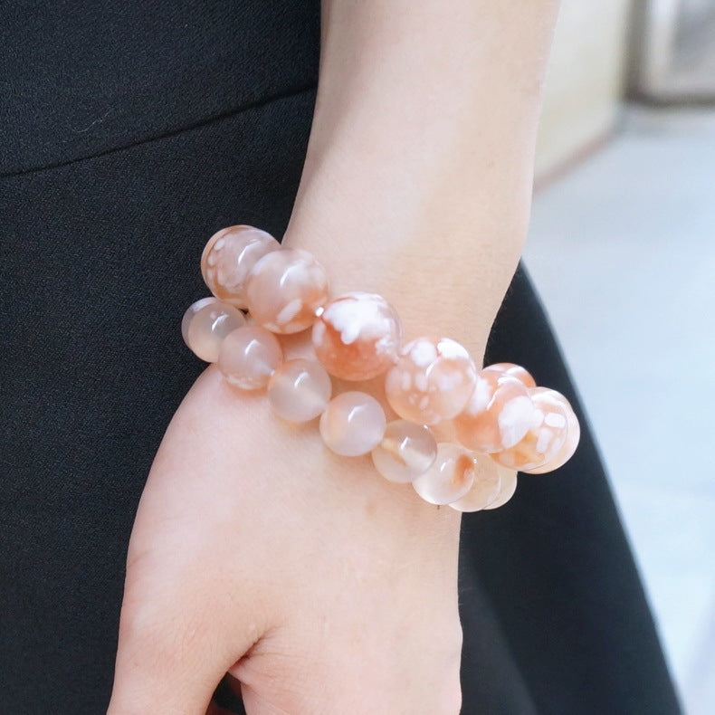 Natural cherry agate bracelet, ocean chalcedony Bracelet , ice floating agate bracelets!