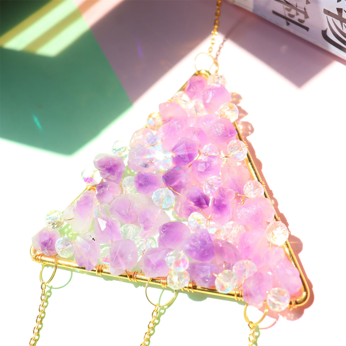 Amethyst Crushed Stone Color Decorative Pendant