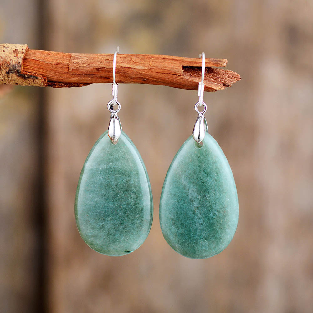 Natural Crystal Teardrop Dangle Earrings!STUNNING!