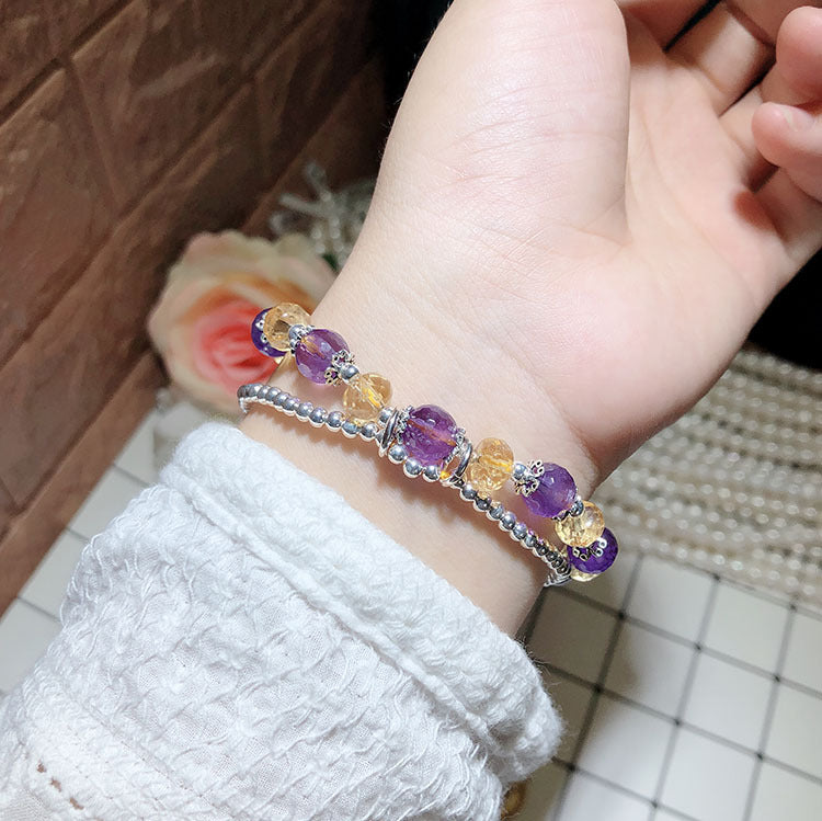 Citrine Amethyst Double-layer Bracelet