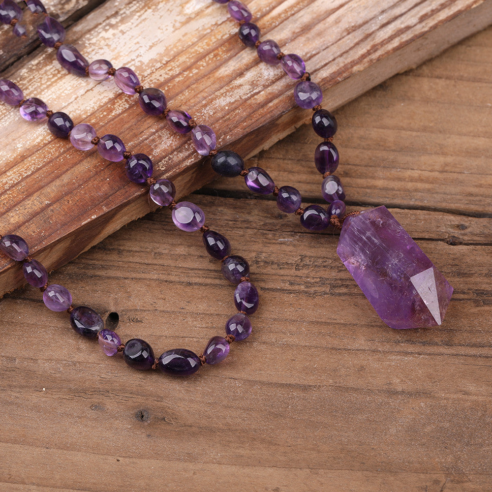 Natural Amethyst Quartz Beaded Necklace,Gorgeous!!!