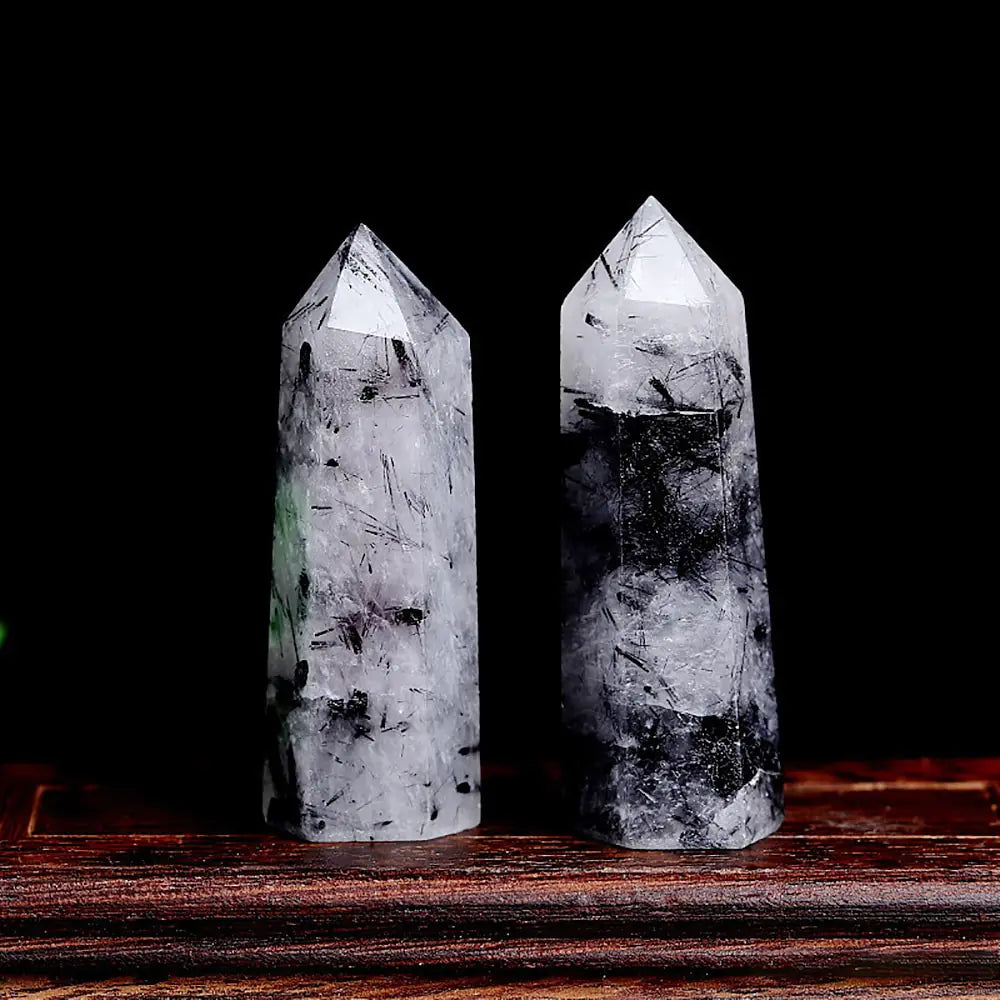 Natural Black Tourmaline Quartz Crystal