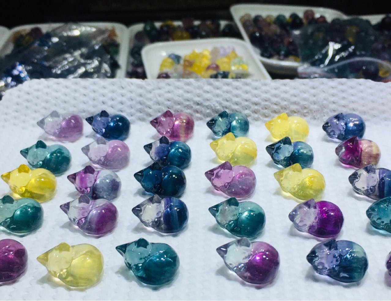 Colorful Fluorite Animal Carvings