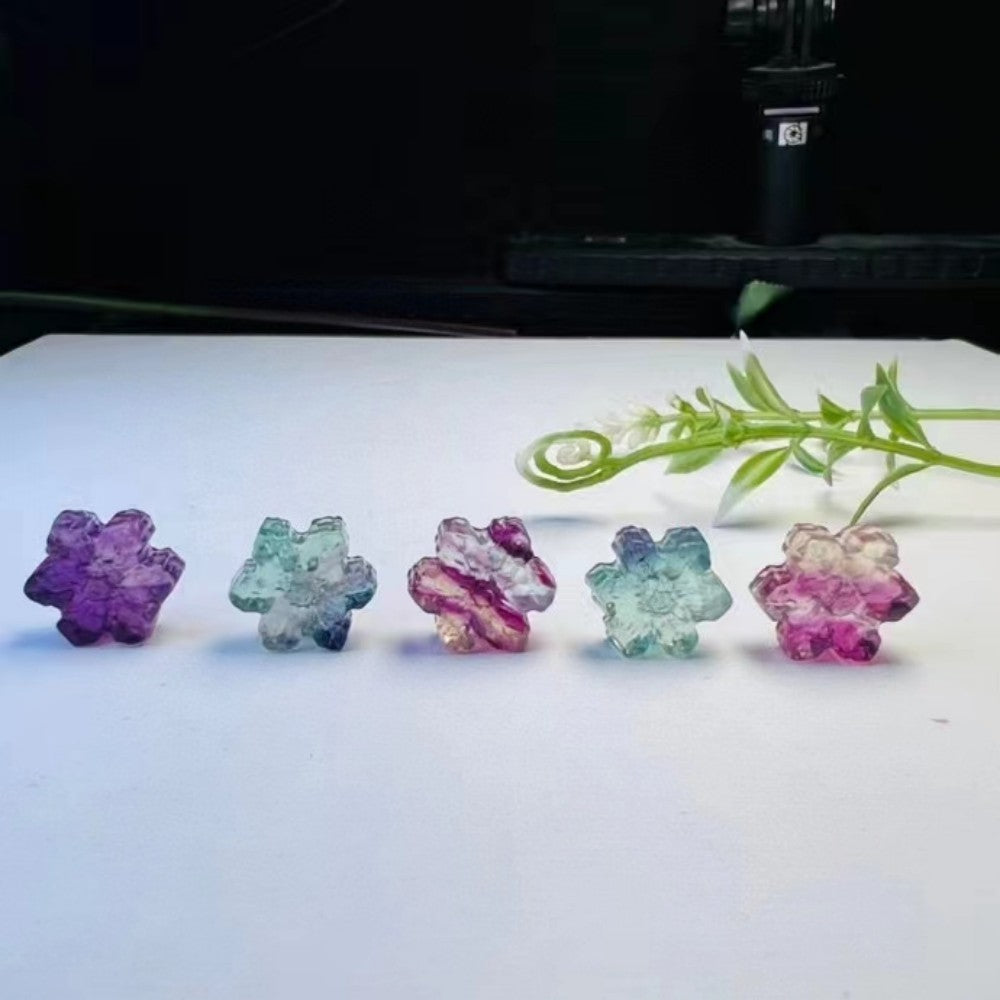 Crystal Natural Fluorite Snowflake Ornaments