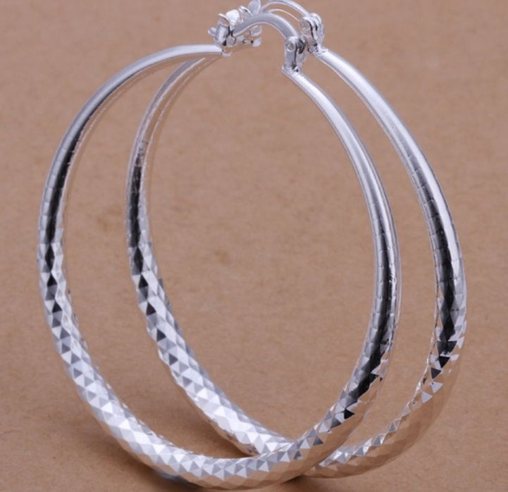 Silver925 Exaggerated Large Hoop Earrings Hoop Earrings