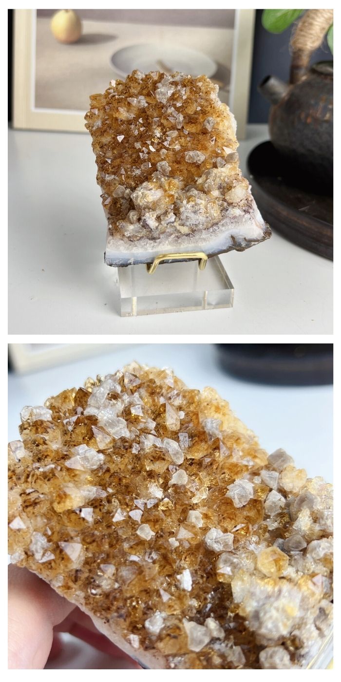 Brazilian Citrine Cluster With Delicate Pedestal