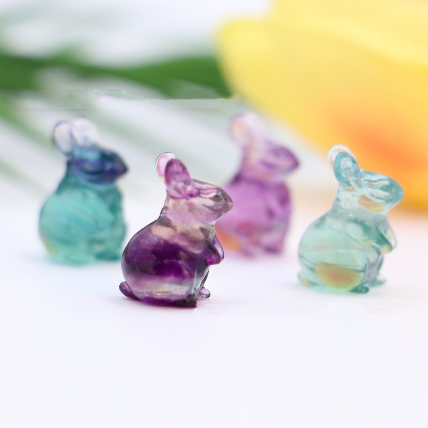 Natural Crystal Fluorite Rabbit Carving Ornament