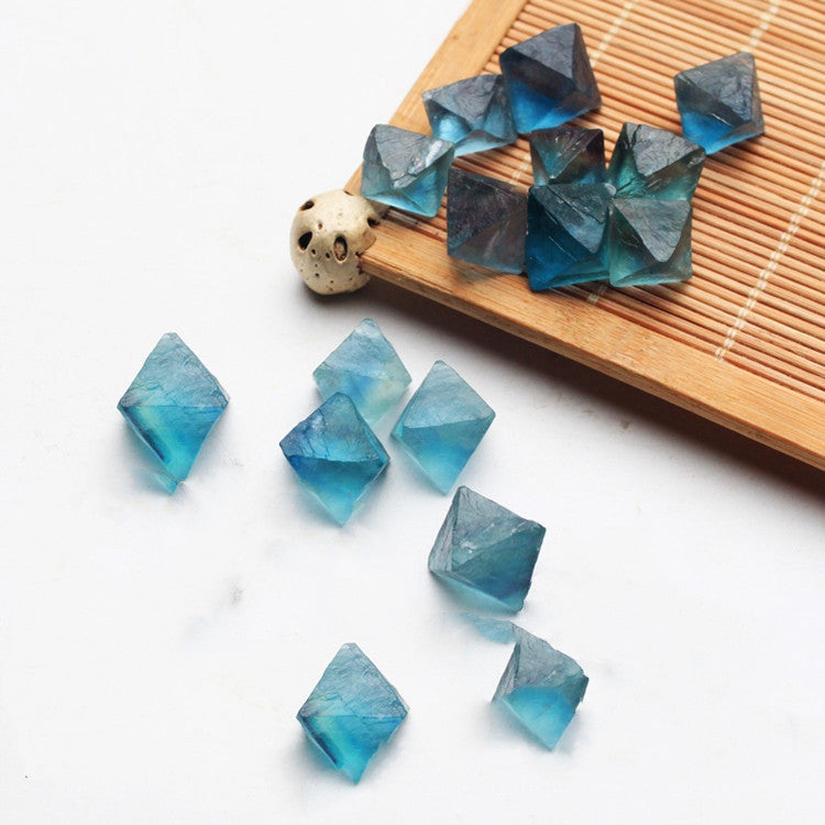 Natural Blue Fluorite Raw Stone Pendant Octahedron