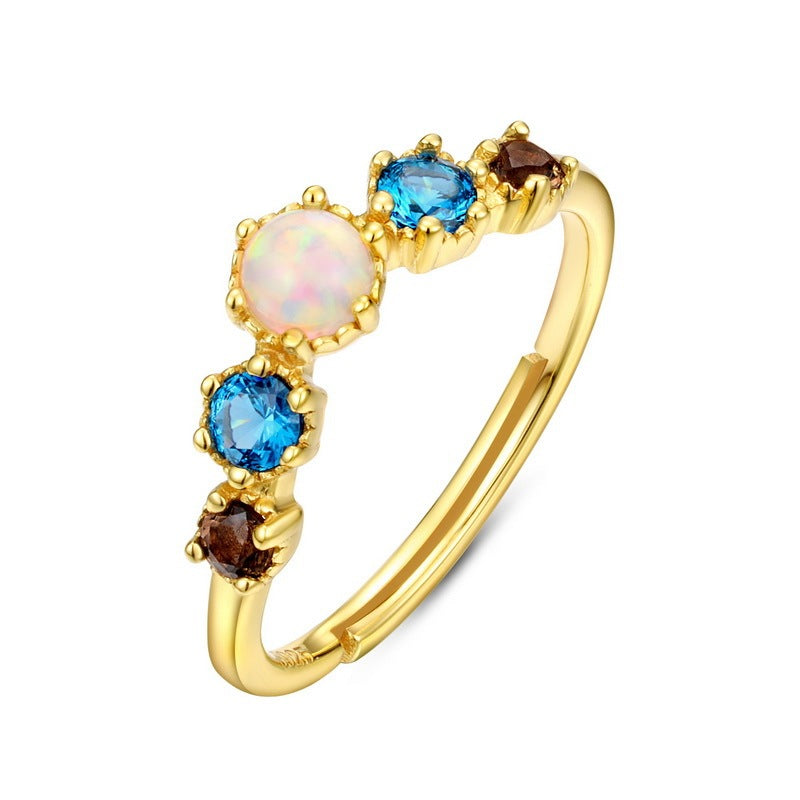 Natural spar opal ring