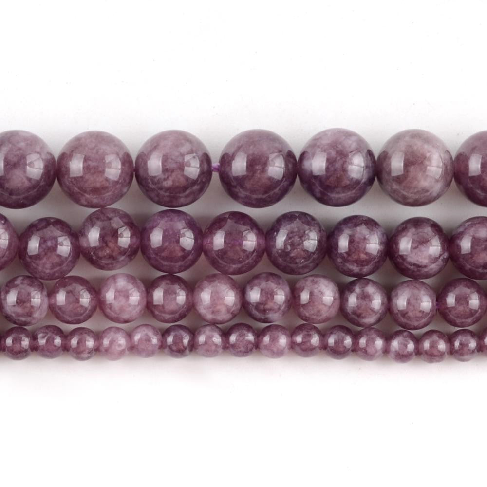 Natural Lepidolite Stone Round Beads For Jewelry Making