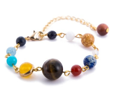 Universe Galaxy Eight Planets Solar System Guardian Star Natural Stone Beads Bracelet