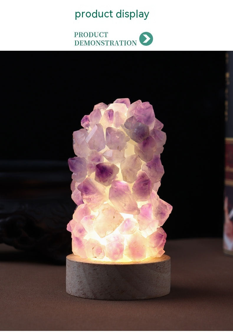 Natural Amethyst,Celestite Tooth Flower Mini Night Light Usb Plug-in