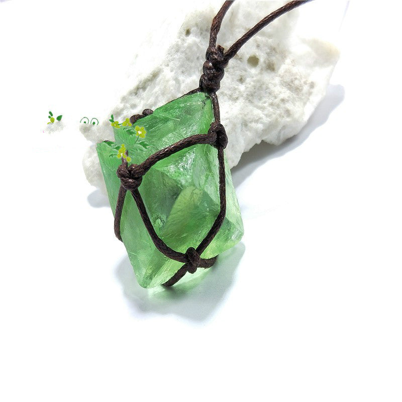 Natural blue - green fluorite pendant