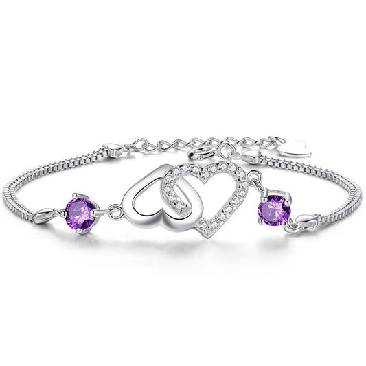 Heart shaped amethyst bracelet